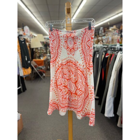 LA Class Womens Orange & White Printed Tube Dress L - Picture 2 of 3